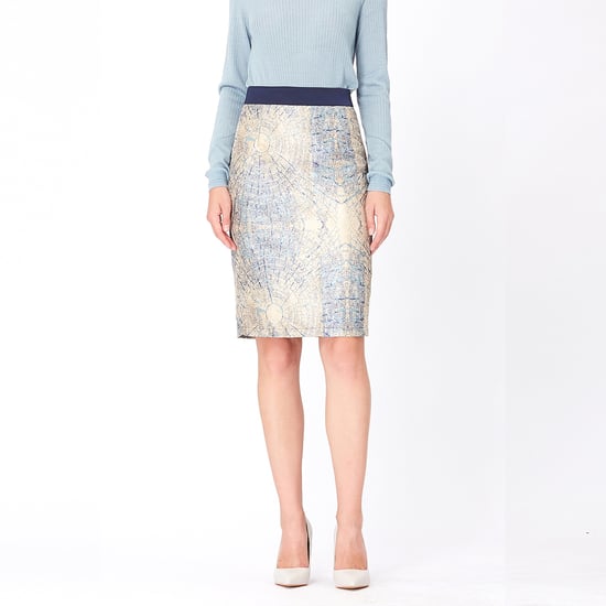 Bi-material brocade short skirt - Image 1