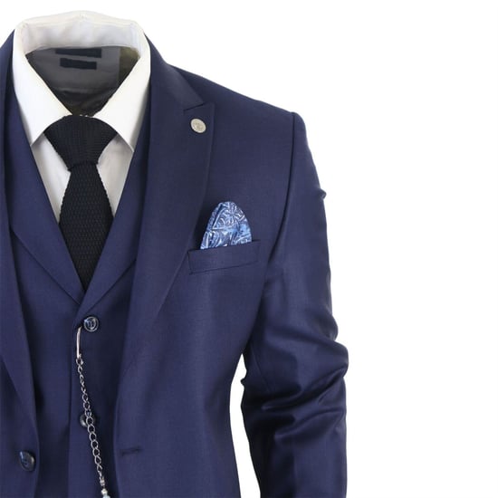 Men's Classic 3-Piece Plain Navy Suit