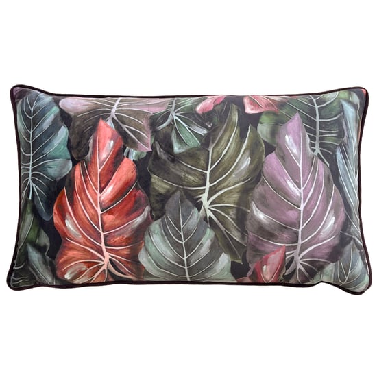 Wylder Tropics Mogori Leafage Piped Velvet Cushion Cover - Image 1