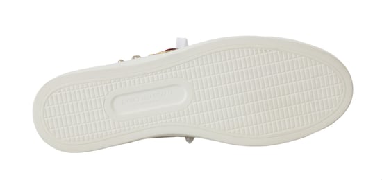 Dolce & Gabbana Vita Läder Guld Röd Hjärta Sneakers - Image 5