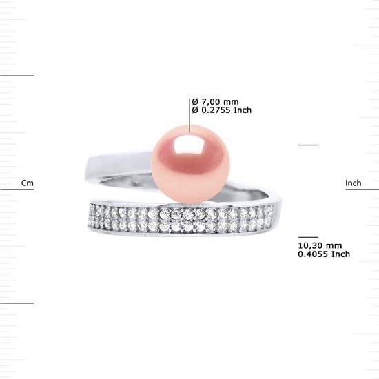 Ring Rush Adjustable Freshwater Pearl Round 7-8 mm Rose Jewelry 925