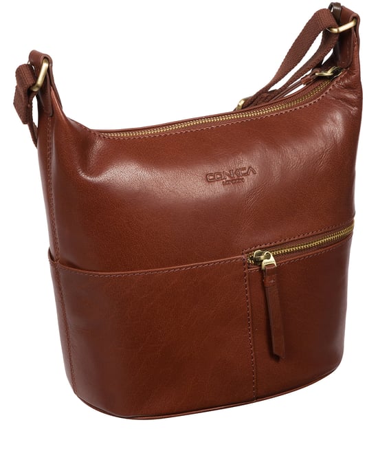 Little Kristin' Conker Brown Leather Shoulder Bag