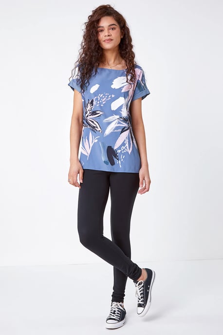 Stretch Plain Elastic Waist Leggings - Image 4