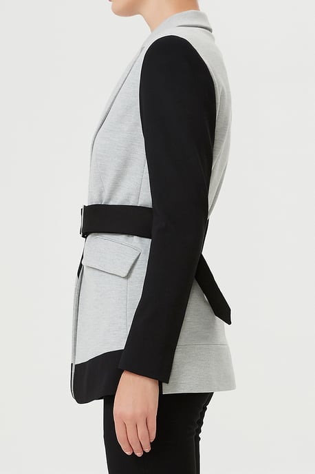 Färgblockad blazer i jersey - Image 4