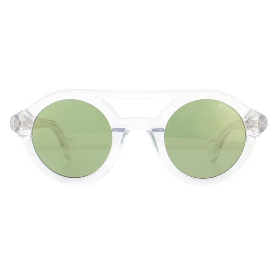 Moncler Round Unisex Crystal Green Mirror Sunglasses - Image 1