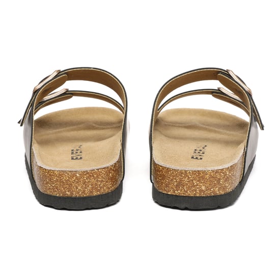 EVER AU Men Duck Leather Twin Buckle Sandals - Brown Oiled Leather