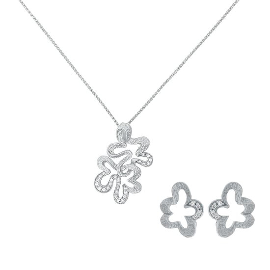 Orphelia 'Malenia' Women's 925 Sterling Silver Set: Chain-Pendant + Earrings - Silver SET-7077