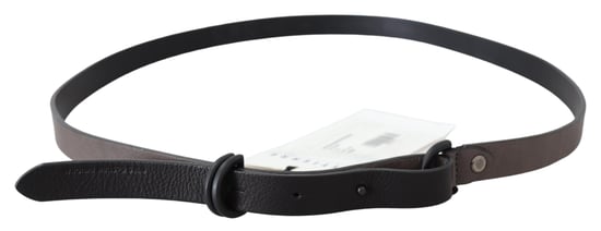 Costume National Women's Brown Leather Skinny Round Buckle Belt