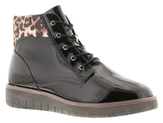 Marco Tozzi Womens Boots Ankle Mollie Lace Up black patent