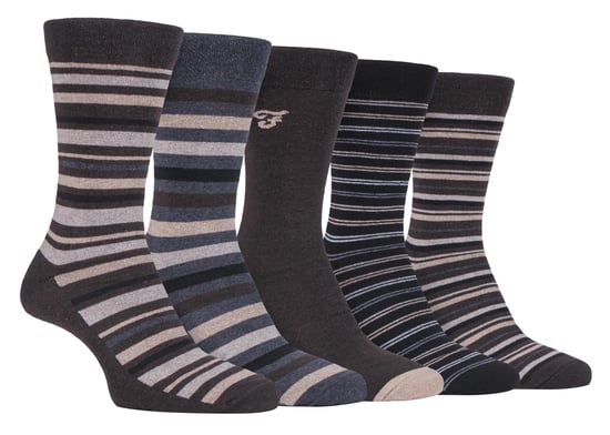 Farah - 5 Pack Mens Thin Breathable Classic Striped Patterned Soft Top Cotton Dress Socks - FCS271BRNGRY (Striped) - Image 1