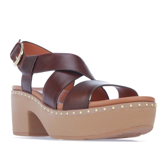 Women's Fitflop Pilar Back-Strap Leather Clogs in Chocolate