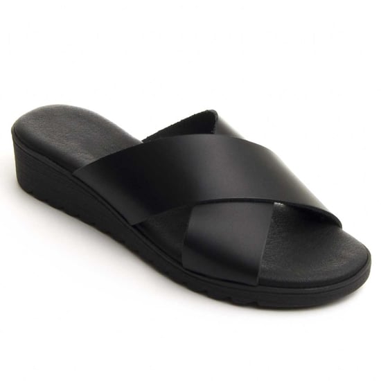 Confortable wedge sandal Purapiel in Black
