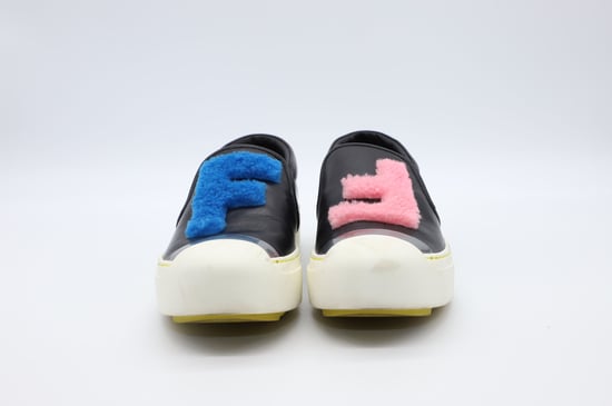 Fendi FF Shearling Fur Slip-On Sneaker in Black Leather - Image 6