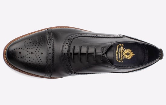 Base London Cast Waxy Leren Heren Zwarte Brogues Schoenen - Image 5