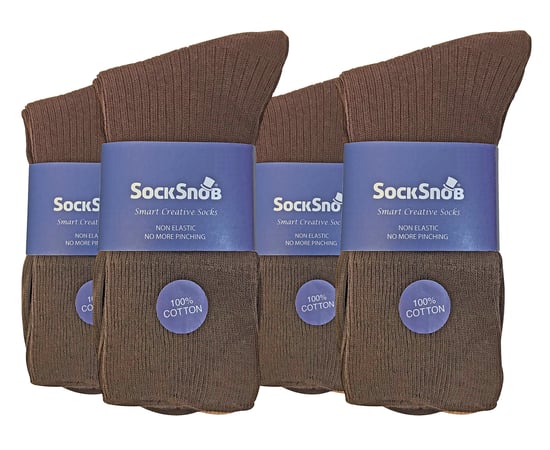 12 Pair Multipack Mens 100% Cotton Diabetic Friendly Socks | Sock Snob | Ribbed Non Elastic Loose Wide Top Socks - TSFD03 - Image 2