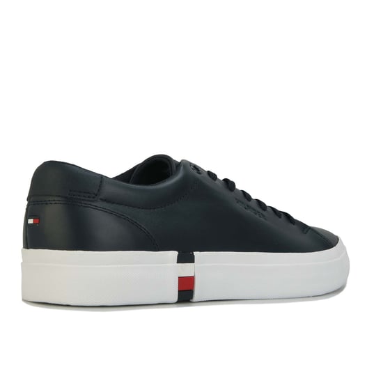 Heren Tommy Hilfiger Modern Vulc Leather Trainers in Navy - Image 3