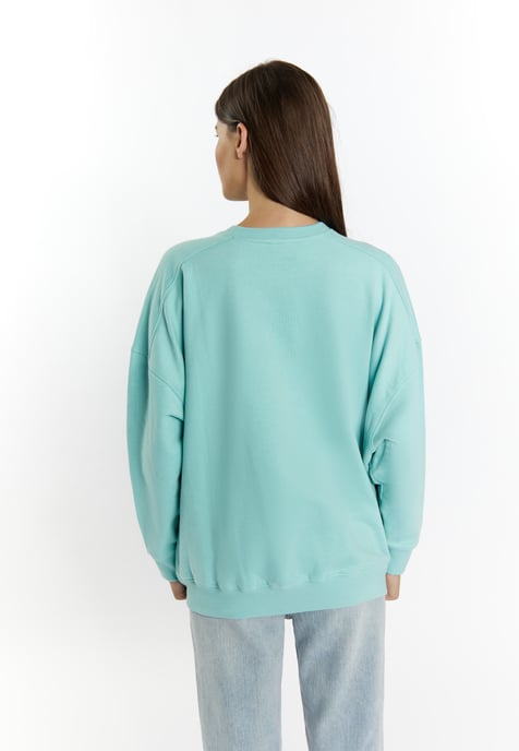 Mymo Sweatshirt met applicatie Dames aqua - Image 4