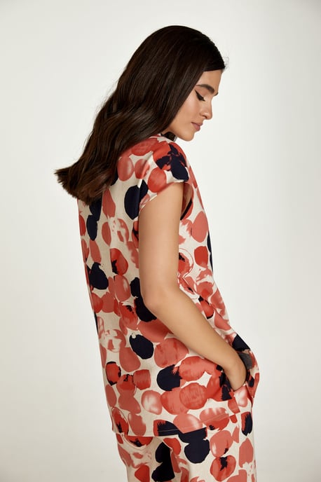 Apricot Print Linen Style Sleeveless Top - Image 3
