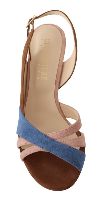 GIA COUTURE Kvinnors Flerfärgad Mocka Läder Slingback Klack Sandaler Skor - Image 4