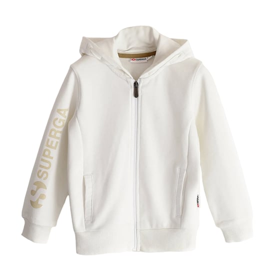 Superga Childrens/Kids Sleeve Print Full Zip Drawstring Hoodie (White)
