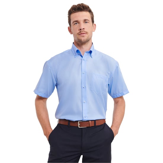 Russell Collection Mens Ultimate Short-Sleeved Shirt (Bright Sky) - Image 2