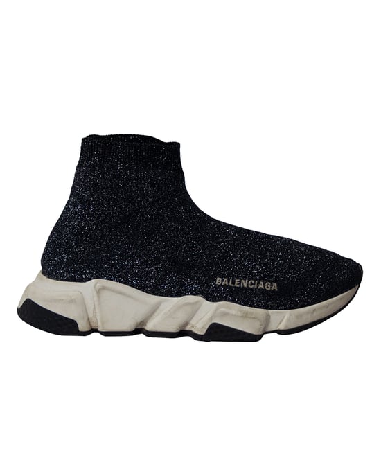 Balenciaga Glitter Speed Sneakers i Svart Viskos - Image 1