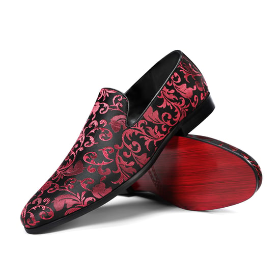Heren Penny Loafers met Elegante Jacquard Rood - Image 2