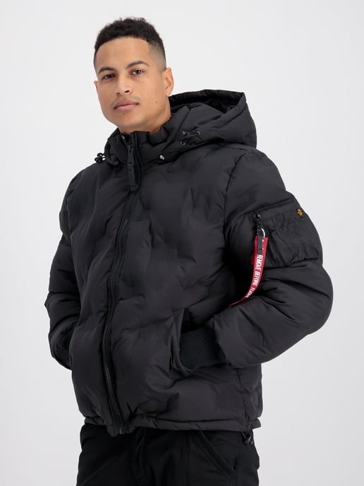 Alpha Industries Hooded Logo Puffer Black - Image 1