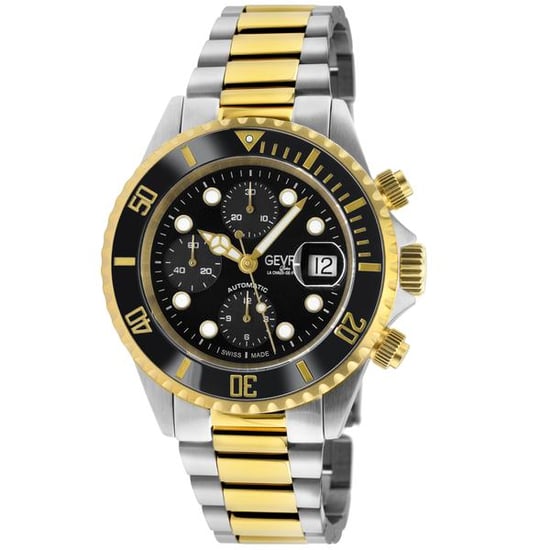 Gevril Men's 4152A Wall Street Chronograph Swiss Automatic ETA Valjoux 7750 Black Dial Watch - Image 1