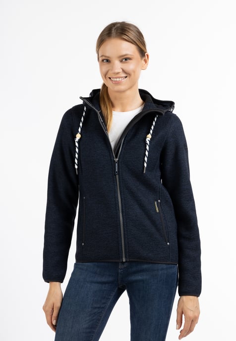 Schmuddelwedda Gebreide fleece jas Dames marine gem - Image 2