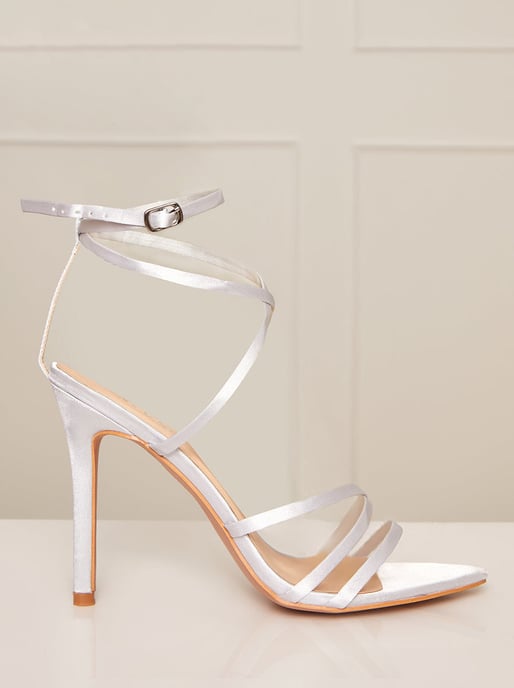 High Heel Strappy Sandal in Silver
