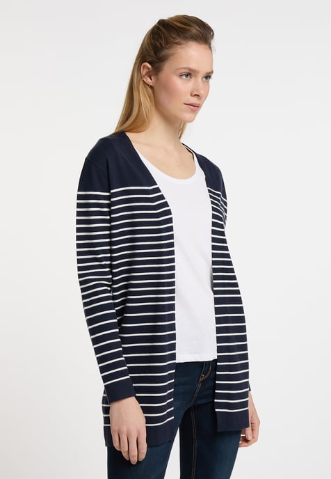 Dreimaster Cardigan women marine wool white - Image 2