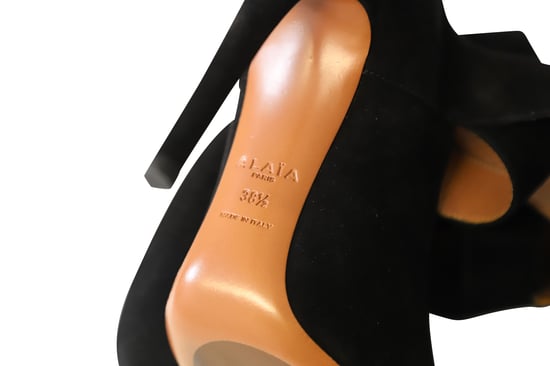 Alaia Cross Strap Pumps in Black Suede - Image 6