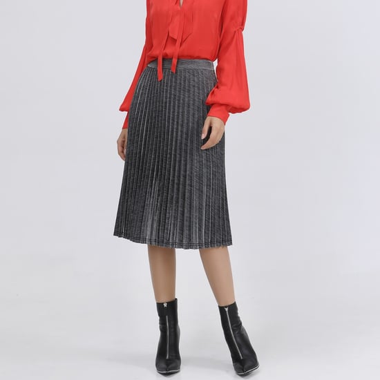 Skimrande kjol med solpleats - Image 5