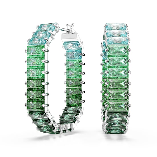 Swarovski 'Matrix Baguette' Women's Base Metal Hoop Earrings - Silver 5705787 - Image 1