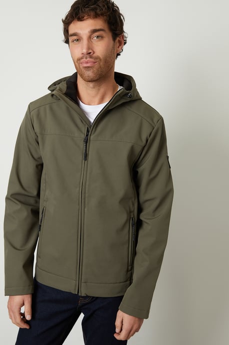 Khaki Fleece Lined Hooded Jacket