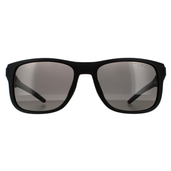 Tommy Hilfiger Wrap Mens Matte Black Grey Polarized Sunglasses - Image 1