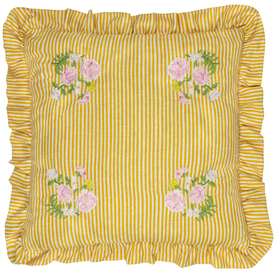 Wylder Martha Embroidered Ruffle Polyester Filled Cushion