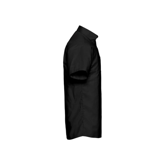 Russell Collection Mens Oxford Easy-Care Short-Sleeved Shirt (Black) - Image 3