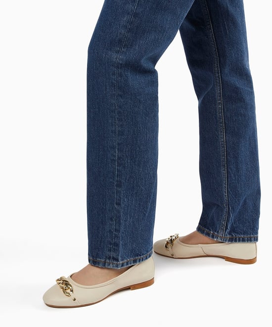Dune Ladies Hassel - Chain Trim Leather Ballet Flats - Image 3