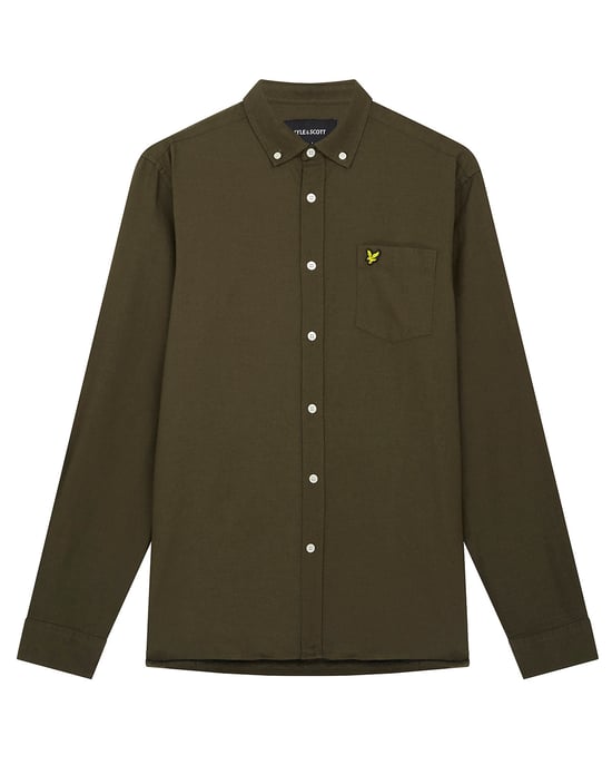 Lyle & Scott Regular Fit Light Weight Oxford Shirt in Olive - Image 5