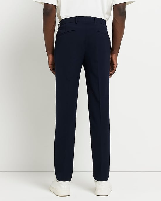 River Island Mens Suit Trousers Navy Super Skinny Fit