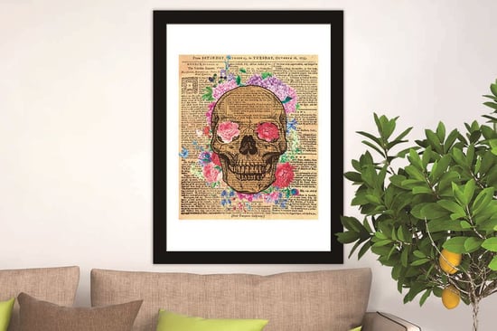 2in1 Flowery Skeleton Poster Self Adhesive DIY Wall Sticker, Living room wall sticker