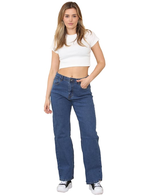 Enzo | Womens Wide Leg Jeans - Blue