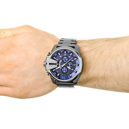 Diesel DZ4329 Mega Chief Chronograph Blue Dial Gunmetal Ion-plated Men's Watch