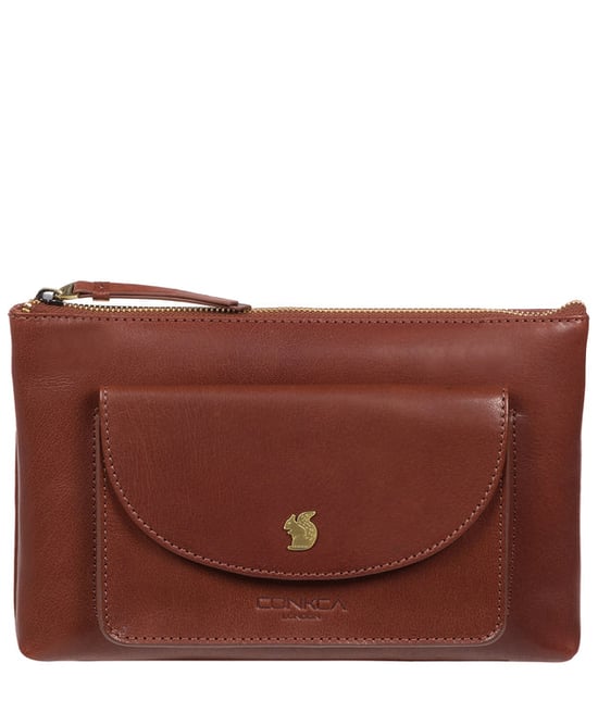 'Treasure' Conker Brown Leather Clutch Bag