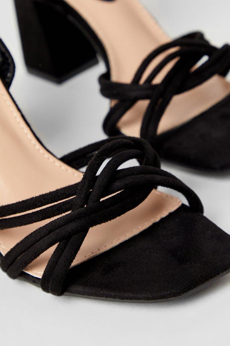 Samara Woven Spaghetti Strap High Block Heeled Sandals