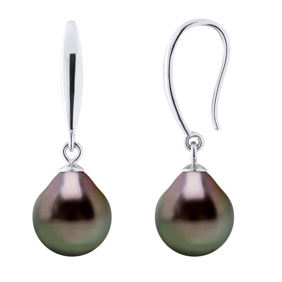 Earrings of Silver 925 and Real Cultured Tahiti Pearls Pear 9-10 mm