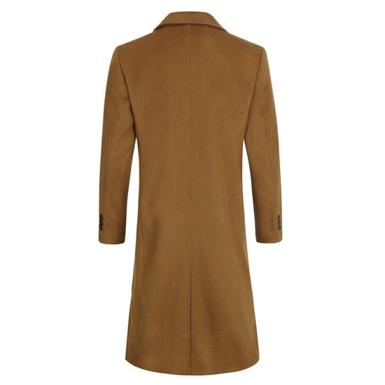 Knälång vinterullrock för män Slim Fit Turn-Down Collar Businessrockar Khaki - Image 3