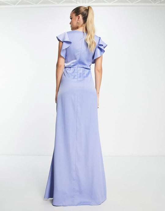 TFNC Tall Bridesmaid twist front maxi dress in powder blue